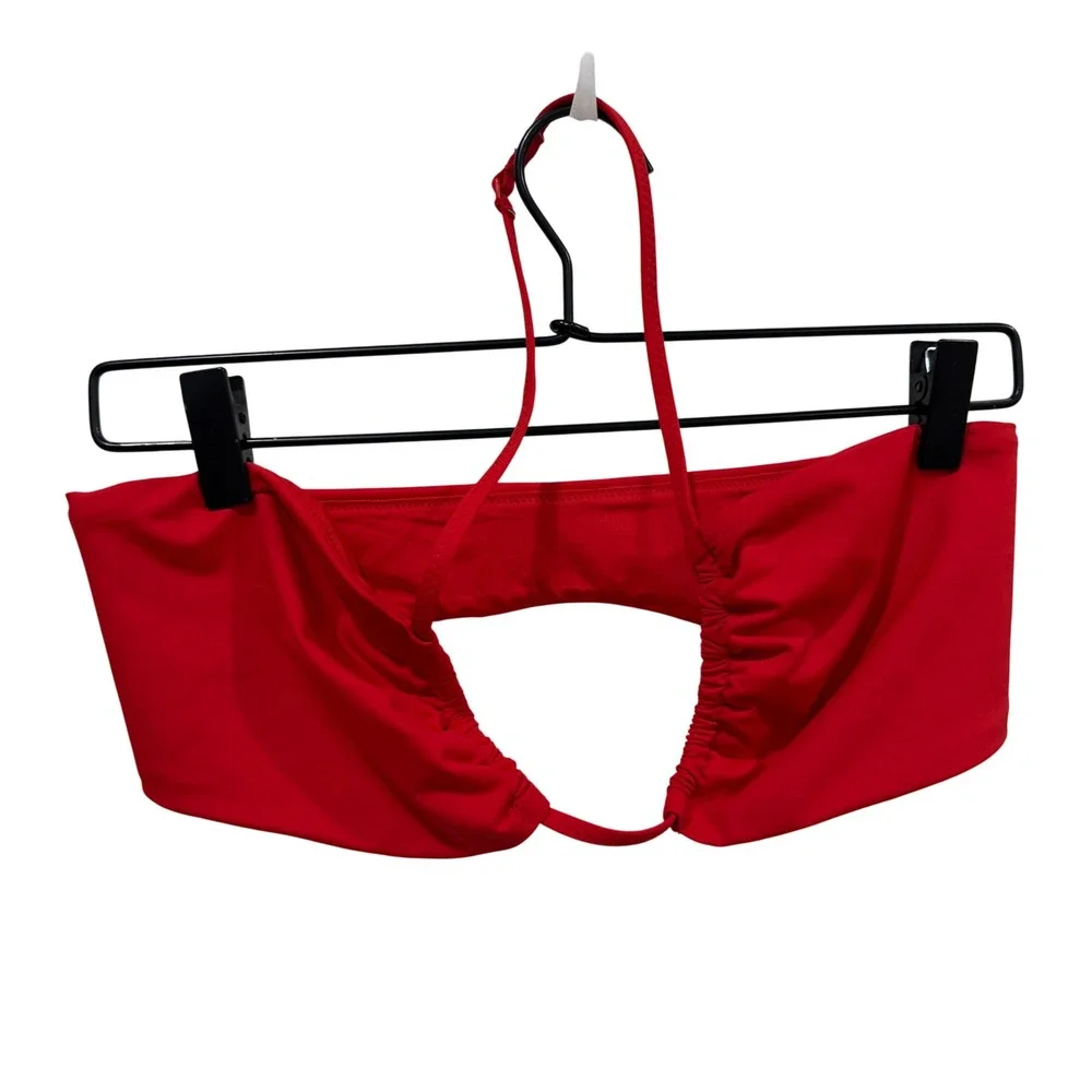 SKIMS‎ Red Cutout Halter Bandeau Swim Top Size Large L/G/G